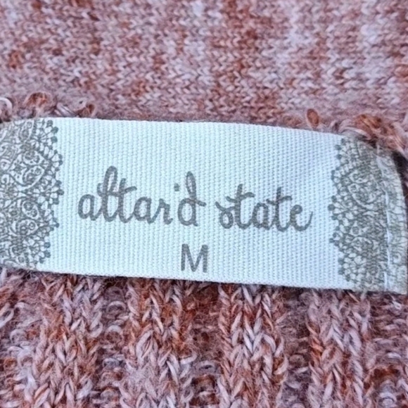 Altered State Cardigan Sweater Sz Med Rust Cable Knit Crop V-Neck 3 Button Nwt - Picture 6 of 10
